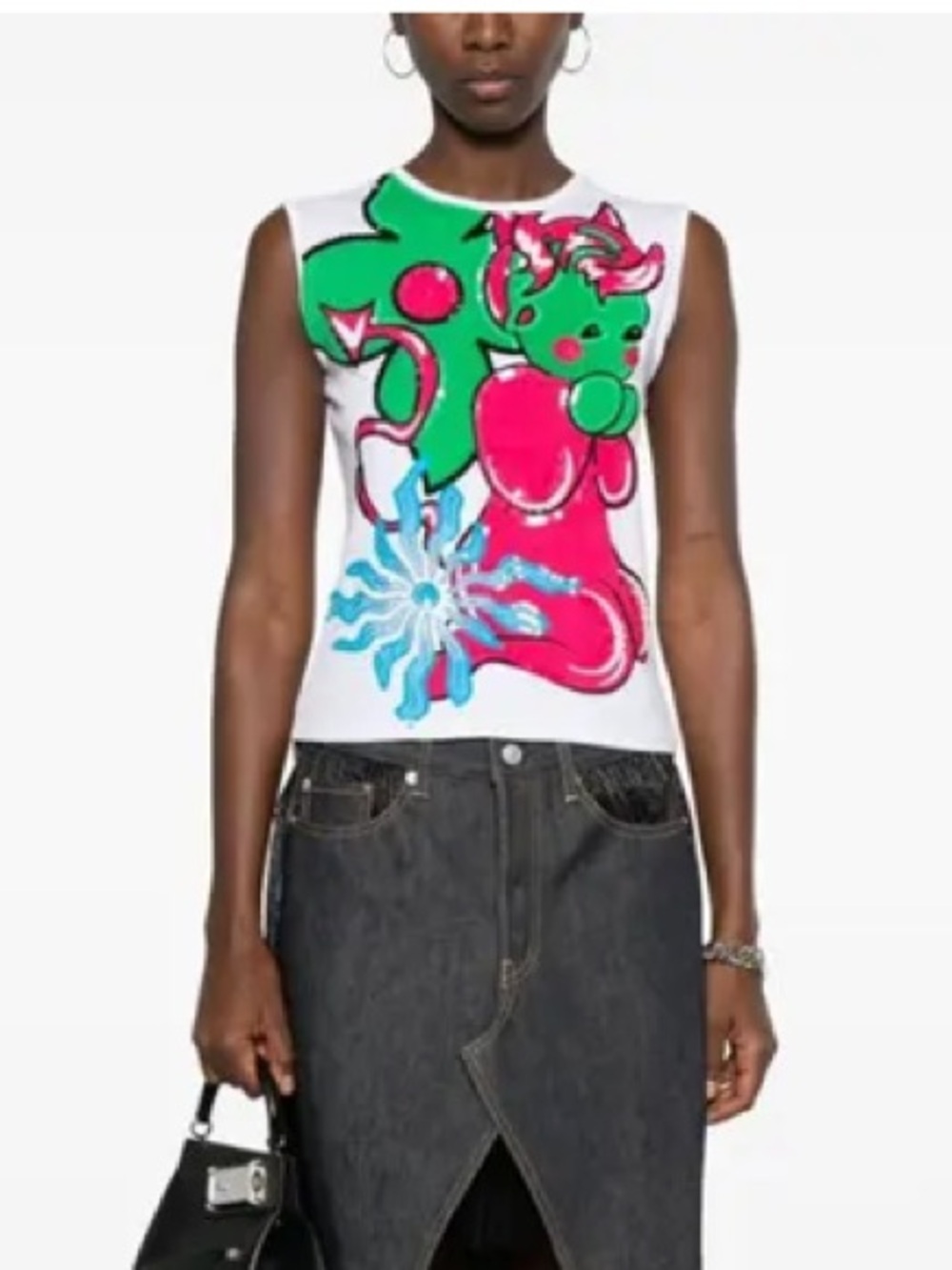CHOPOVA LOWENA LITTLE DEVIL Beaded Tank Top in White, Pink, Green Woman’s Large